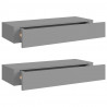 Prateleiras de parede c/ gavetas 2pcs MDF 60x23.5x10cm cinzento 2