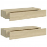 Prateleiras parede c/ gavetas 2 pcs MDF 60x23.5x10 cm carvalho 2
