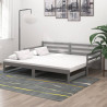 Sofá cama extraíble madera maciza de pino gris 2x(90x200) cm 1