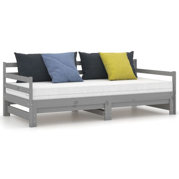 Sofá cama extraíble madera maciza de pino gris 2x(90x200) cm M 4