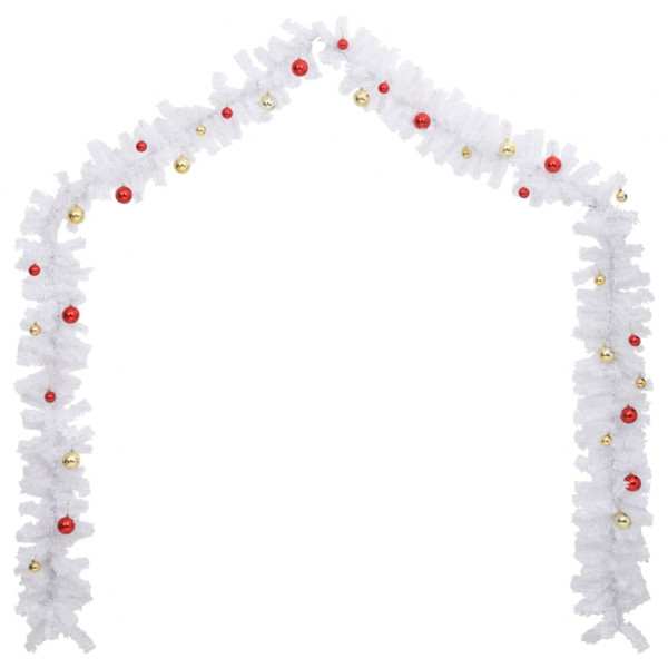Grinalda de Natal decorada com enfeites 5 m branco M 3