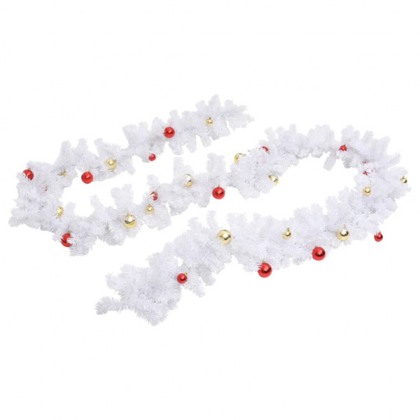 Guirnalda de Navidad decorada con bolas blanco 5 m M 4