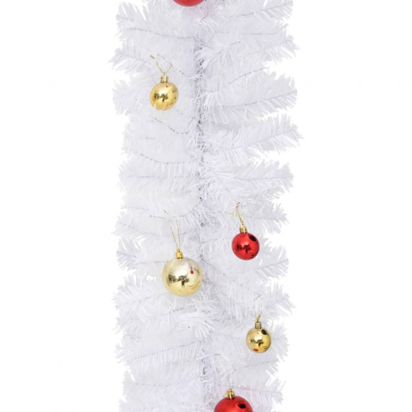 Guirnalda de Navidad decorada con bolas blanco 5 m M 5
