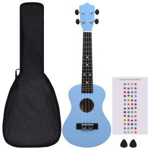 Conjunto ukulele soprano infantil com saco 23 azul-bebé H
