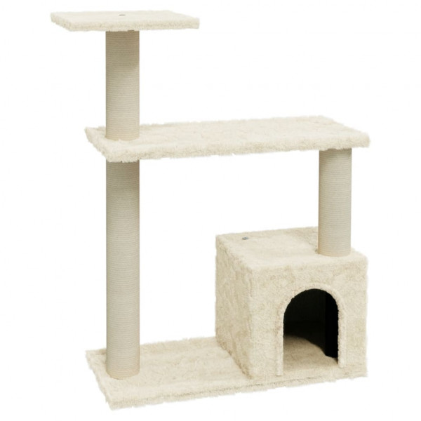 Rascador para gatos con postes de sisal crema 70 cm D