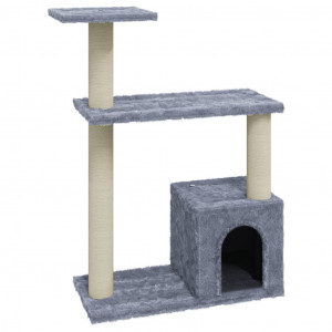 Rascador para gatos con postes de sisal gris claro 70 cm H