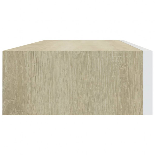 Estante con cajón de pared MDF roble y blanco 60x23.5x10 cm M 5
