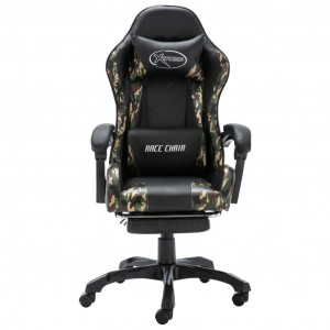 Silla gaming con reposapiés cuero sintético negro y camuflaje H