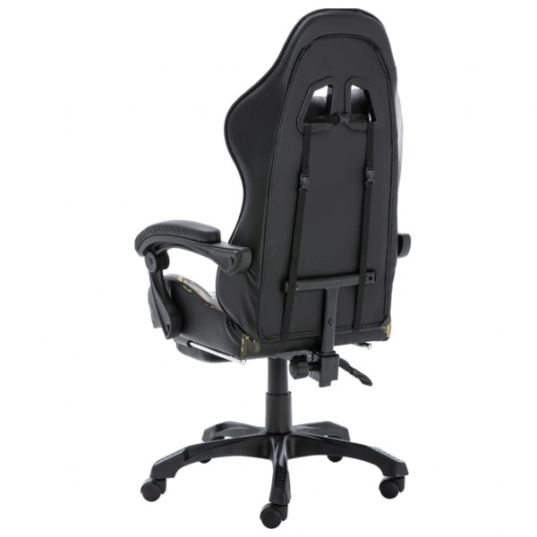 Silla gaming con reposapiés cuero sintético negro y camuflaje M 3