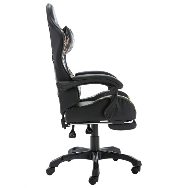 Silla gaming con reposapiés cuero sintético negro y camuflaje M 4