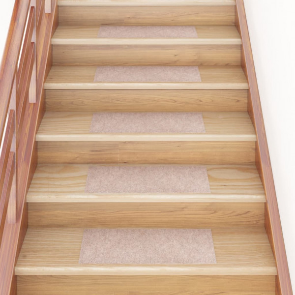 Alfombrilla autoadhesiva escalera 15 uds marrón claro 60x25 cm D