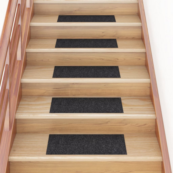 Alfombrilla autoadhesiva escalera 15 uds negro 60x25 cm D