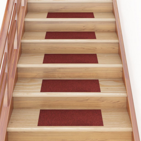 Alfombrilla autoadhesiva escalera 15 uds rojo 60x25 cm D