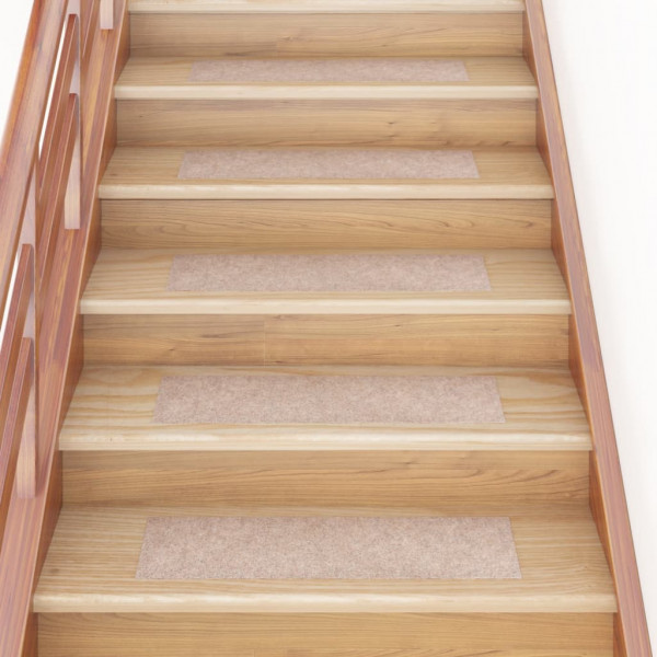Alfombrillas autoadhesivas escaleras 15 uds marrón 76x20 cm D