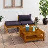 Muebles de jardín 3 pzas con cojines madera acacia gris oscuro 1