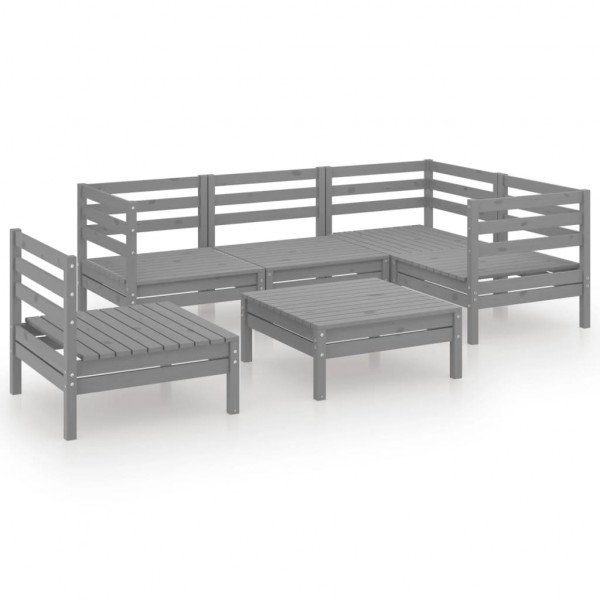 Juego de muebles de jardín 6 piezas madera de pino maciza gris M 2