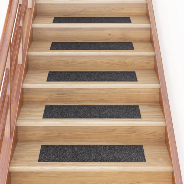 Alfombrilla autoadhesiva escalera 15 uds gris 76x20 cm D