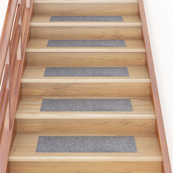 Alfombrilla autoadhesiva escalera 15 uds gris claro 76x20 cm D