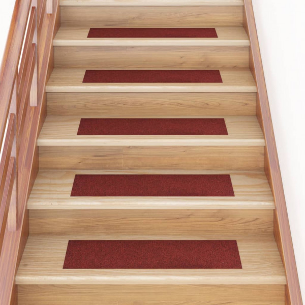 Alfombrilla autoadhesiva escalera 15 uds rojo 76x20 cm D