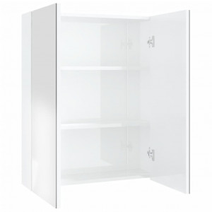 Armario de espejo de baño MDF blanco brillante 60x15x75 cm H