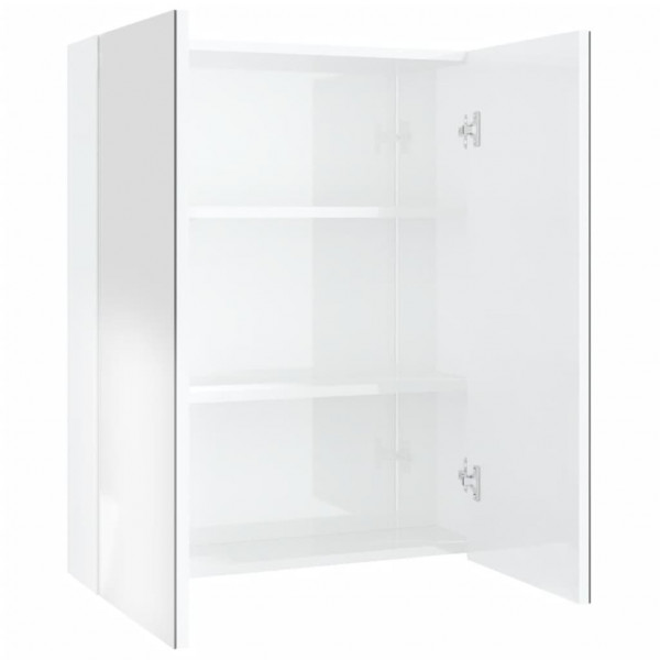 Armario de espejo de baño MDF blanco brillante 60x15x75 cm M 2