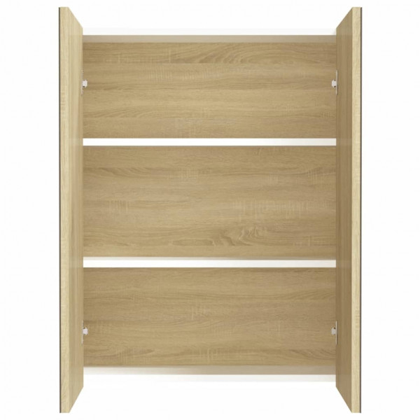Armário espelhado p/ casa banho 60x15x75 cm MDF branco/carvalho M 3