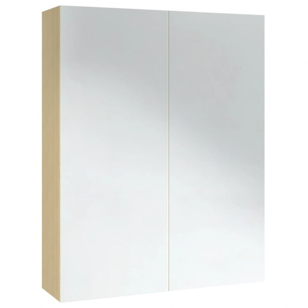 Armario de espejo de baño MDF blanco y roble 60x15x75 cm M 4