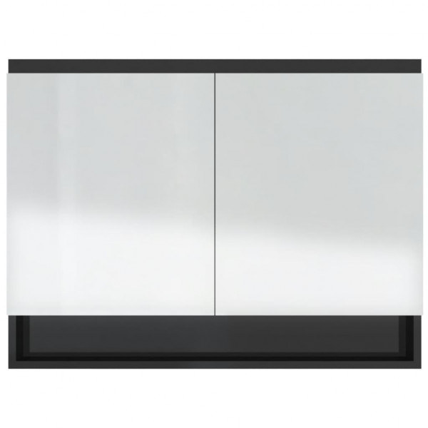Armario de baño con espejo MDF negro brillante 80x15x60 cm M 5