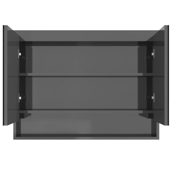 Armário espelhado p/ casa banho 80x15x60cm MDF cinza brilhante M 3