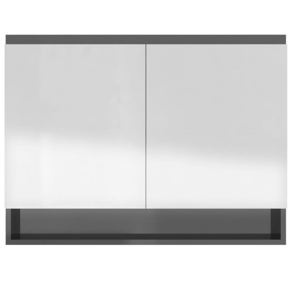 Armário espelhado p/ casa banho 80x15x60cm MDF cinza brilhante M 5