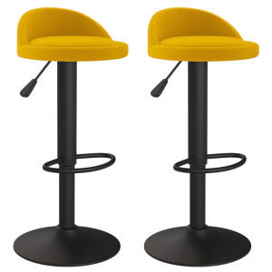 Bancos de bar 2 pcs veludo amarelo H