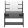 Mesa de maquilhagem c/ LEDs 100x40x135 cm MDF cinza brilhante 3