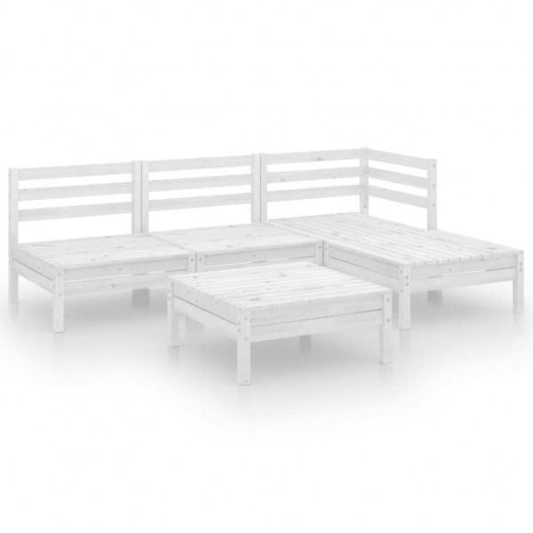 5 pcs conjunto lounge de jardim pinho maciço branco M 2