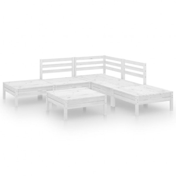 6 pcs conjunto lounge de jardim pinho maciço branco M 2