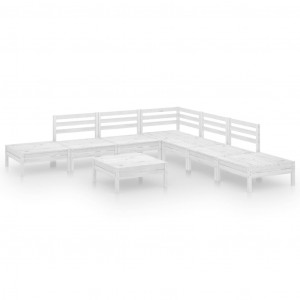 Conjunto de mobiliário de jardim 8 peças madeira maciça pinheiro branco H