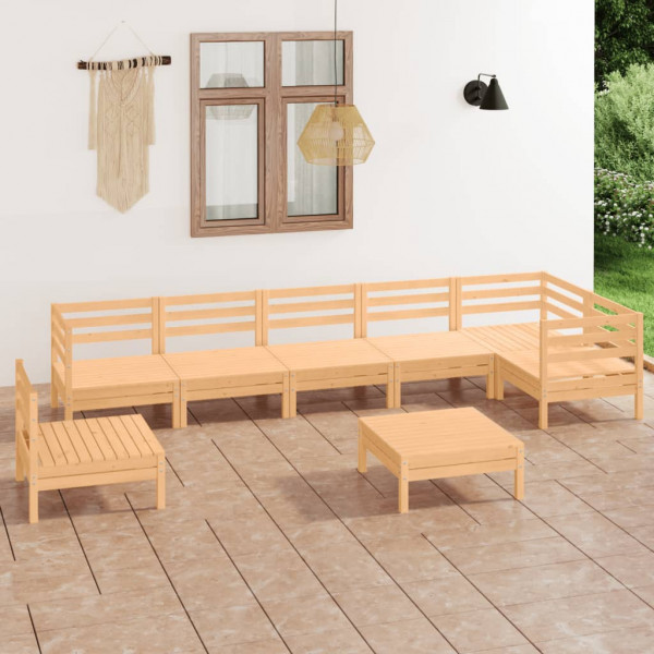 Juego de muebles de jardín 8 piezas madera maciza de pino D