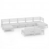 9 pcs conjunto lounge de jardim pinho maciço branco 2