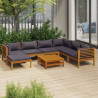 8 pcs conjunto lounge de jardim com almofadões acácia maciça 1