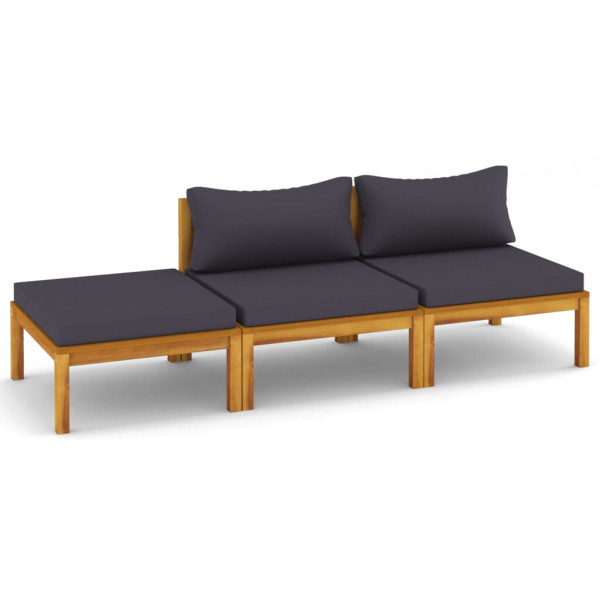 3 pcs conjunto de lounge de jardim com almofadões acácia maciça M 2