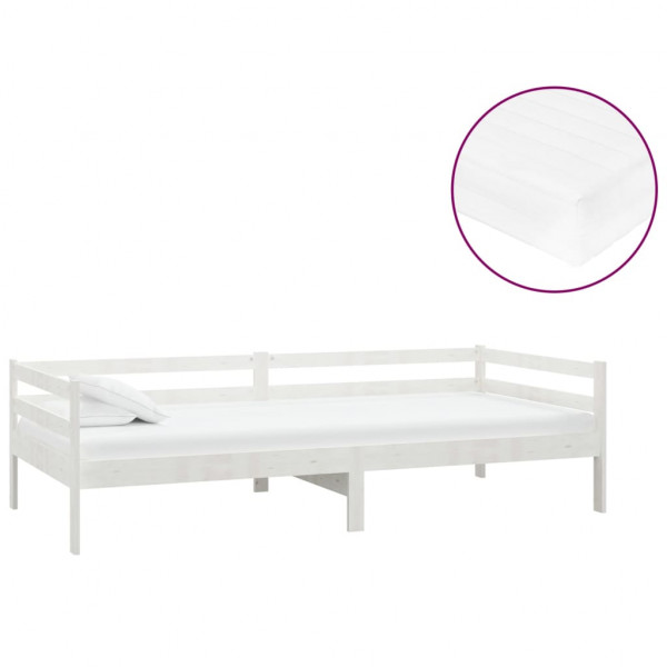 Sofá-cama com colchão 90x200 cm pinho maciço branco M 2