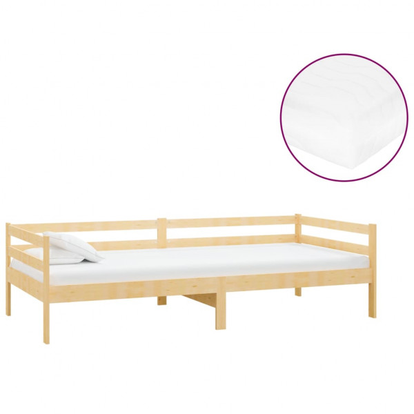 Sofá cama con colchón madera de pino maciza 90x200 cm M 2