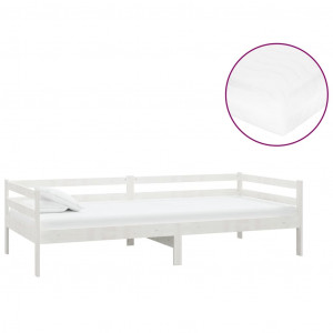 Sofá-cama com colchão 90x200 cm pinho maciço branco H