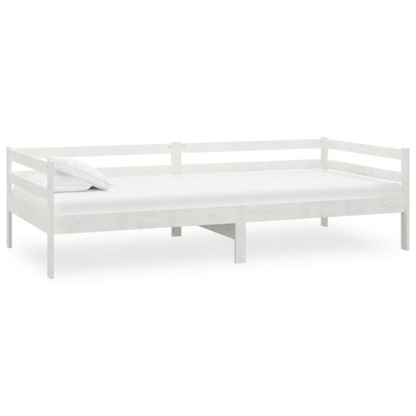 Sofá cama con colchón madera de pino maciza blanco 90x200 cm M 4