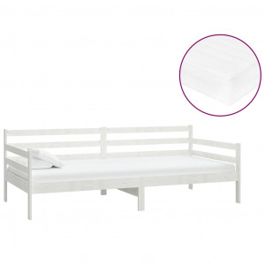 Sofá-cama com colchão 90x200 cm pinho maciço branco H