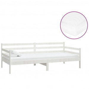Sofá-cama com colchão 90x200 cm pinho maciço branco H