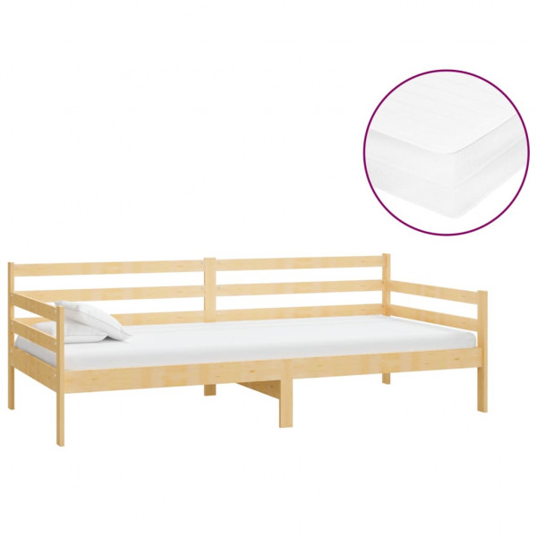 Sofá cama con colchón madera de pino maciza 90x200 cm M 2