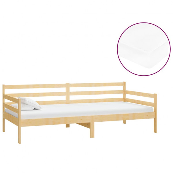 Sofá cama con colchón madera de pino maciza 90x200 cm M 2