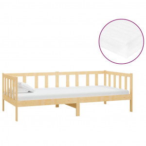 Sofá cama con colchón madera de pino maciza 90x200 cm H
