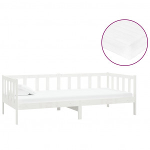 Sofá-cama com colchão 90x200 cm pinho maciço branco H