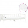 Sofá cama con colchón madera de pino maciza blanco 90x200 cm 2